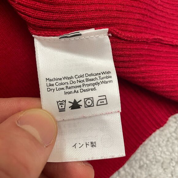 Eddie Bauer Stretch Pullover Sweater Women Large Red Black V-Neck Cashmere Blend - Picture 4 of 12